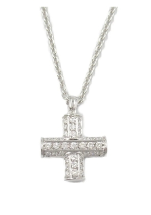 Bvlgari Pre-Owned 2010s 18K white gold Greek Cross diamonds necklace - Silver