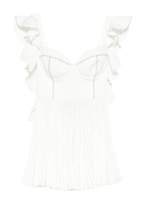 Parlor ruffled pleated mini dress - White