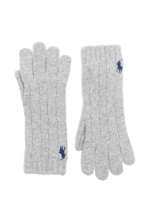 Polo Ralph Lauren cable-knit logo-embroidered gloves - Grey