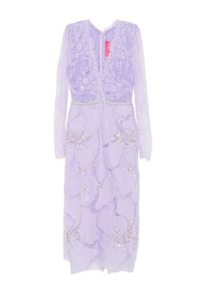 MIAU by Clara Rotescu lace-appliqué embellished dress - Purple
