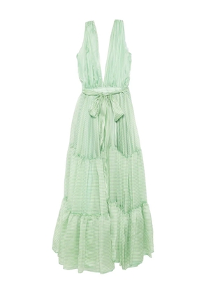 MIAU by Clara Rotescu tiered-striped maxi dress - Green