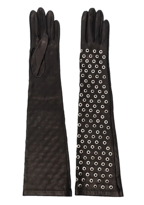 Manokhi eyelet-detail leather gloves - Black