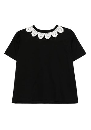 Parlor lace-trimmed cotton T-shirt - Black
