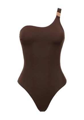 SOFIA ERHAN Rose one-shoulder embellished swimsuit - Brown