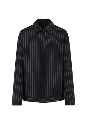 Y-3 pinstripe zip-up overshirt - Black