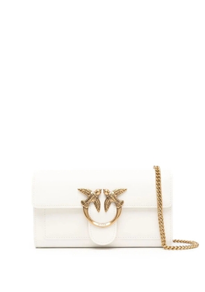 PINKO Love One leather crossbody bag - White
