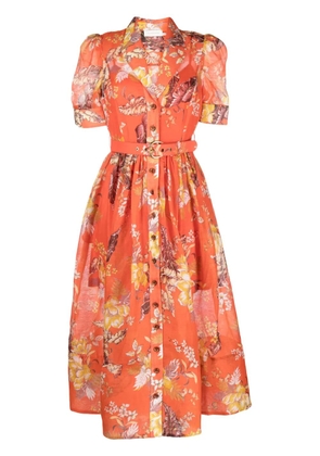 ZIMMERMANN Matchmaker floral-print midi shirtdress - Orange
