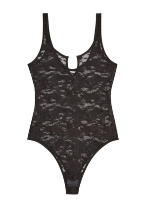 Diesel logo-plaque lace bodysuit - Black