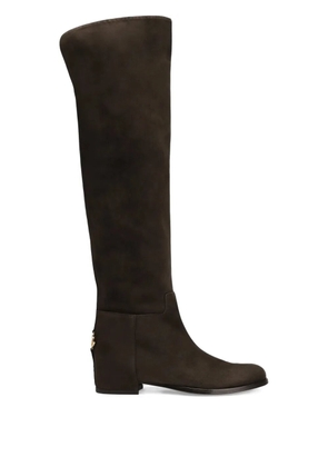 Dolce & Gabbana logo-plaque suede boots - Brown