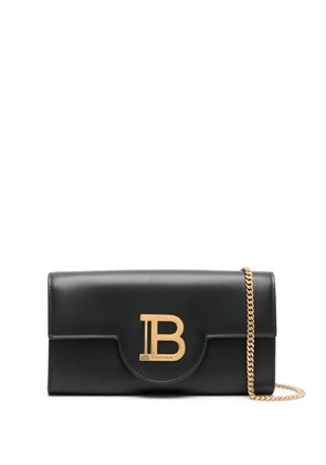 Balmain logo-plaque leather crossbody bag - Black