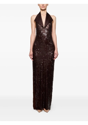 Atu Body Couture halterneck sequin midi dress - Brown