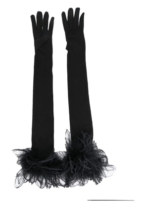 STYLAND feather-trim gloves - Black