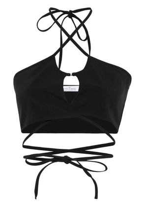 Rokh crossover-straps cropped top - Black