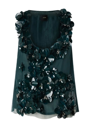 PINKO flower-embellished sleeveless blouse - Green