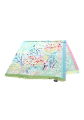 Etro Pre-Owned 2010 floral wool scarf - Blue