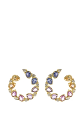 Tanya Farah Jasmine Bloom Bypass sapphire and diamond hoop earrings - Gold