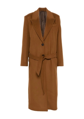 The Attico single-breasted belted coat - Brown