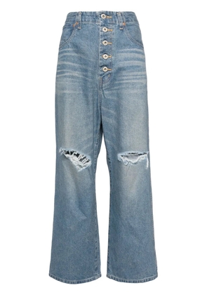 Junya Watanabe distressed straight-leg jeans - Blue