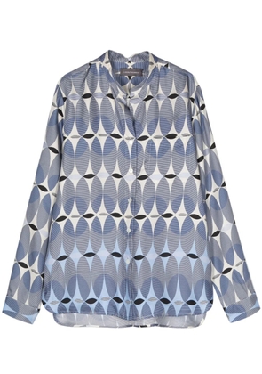 Lorena Antoniazzi monogram-pattern silk shirt - Blue
