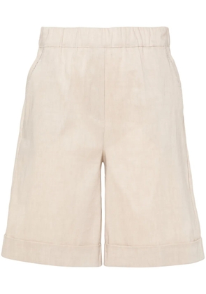 D.Exterior high-waisted tailored shorts - Neutrals