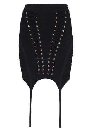 Balmain lace-up detailed knit skirt - Black
