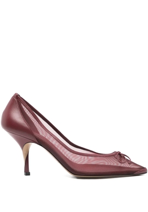 Jacquemus mesh bow pumps - Red