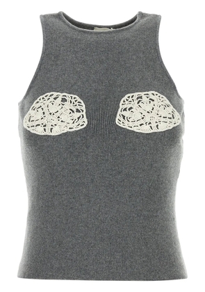 Magda Butrym crochet-detail knitted top - Grey
