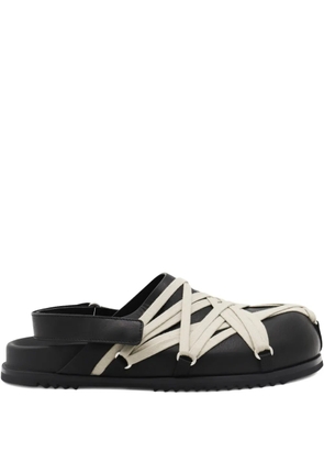 Rick Owens leather strap crisscross loafers - Black