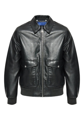 PS Paul Smith flap-pocket zip-front leather jacket - Black