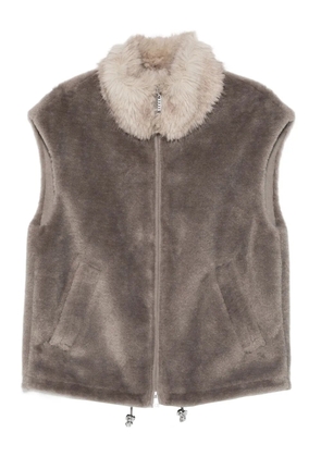 MARCCAIN fur-collar zip-up gilet - Grey