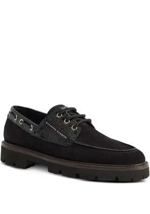 Giuseppe Zanotti crocodile-effect suede lace-up boat shoes - Black