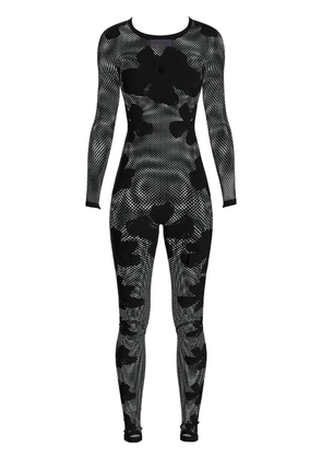 Maccapani monogram-pattern semi-sheer jumpsuit - Black