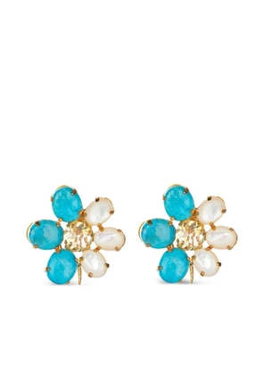 Bounkit Jewelry citrine pearl flower earrings - Blue