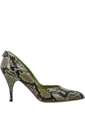 Miu Miu 85mm pointed snake-effect court shoes - Green