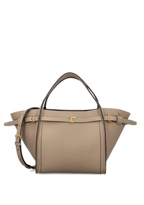 Tod's small metal-detail leather tote bag - Neutrals