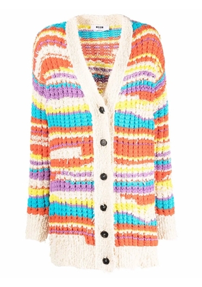 MSGM striped chunky knit cardigan - Neutrals
