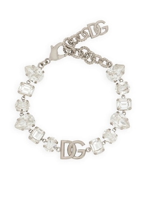 Dolce & Gabbana DG-plaque crystal-embellished bracelet - Silver