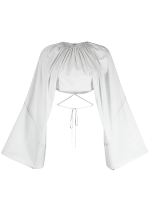 Kiko Kostadinov gathered-detail cropped blouse - Grey