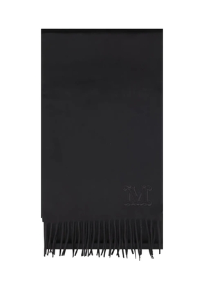Max Mara embroidered-logo fringe scarf - Black