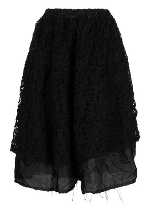 Comme Des Garçons Comme Des Garçons lace-detail layered midi skirt - Black