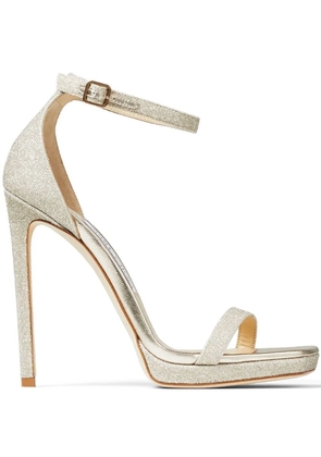Jimmy Choo 120mm Alva glitter sandals - Gold