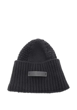 Louis Vuitton Pre-Owned logo-appliqué chunky-knit beanie - Black