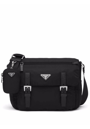 Prada Re-Nylon triangle logo-plaque shoulder bag - Black