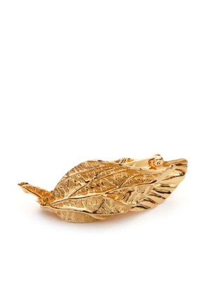 Christian Dior Pre-Owned leaf textured brooch - Gold