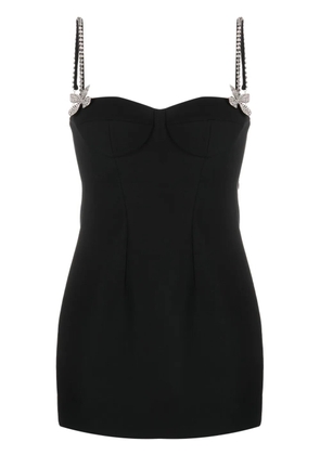 AREA butterfly crystal-embellished mini dress - Black