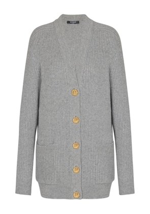 Balmain ribbed buttoned cardigan - Grey