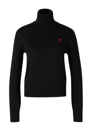 AMI Paris logo-embroidered turtleneck sweater - Black