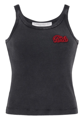 Alessandra Rich logo-appliqué ribbed tank top - Grey