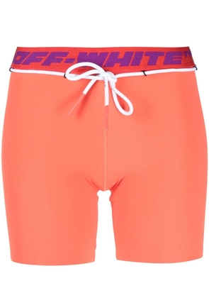 Off-White logo-waistband track shorts - Orange
