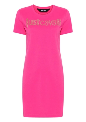 Just Cavalli logo-embellished cotton shirt dress - Pink